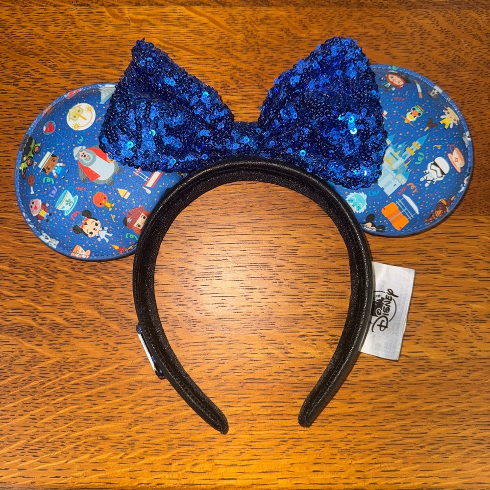 Disney Loungefly Blue Sequin Bow Character Ears Headband